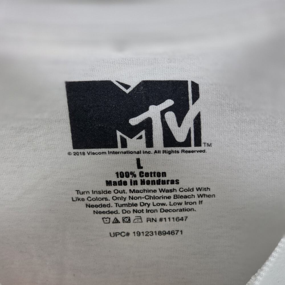 MTV Music Television Tie Dye Logo T-Shirt White Short Sleeve 80s 90s Y2K Large - Picture 4 of 5